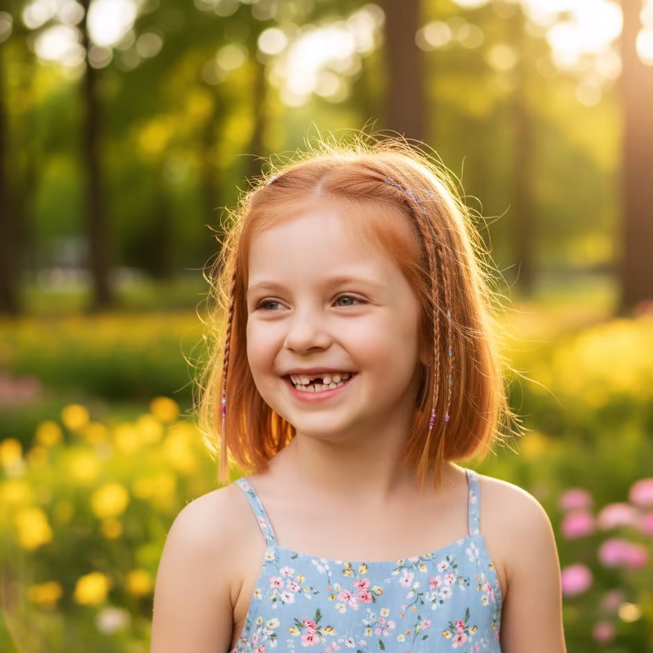 Happy young girl smiling outdoors
